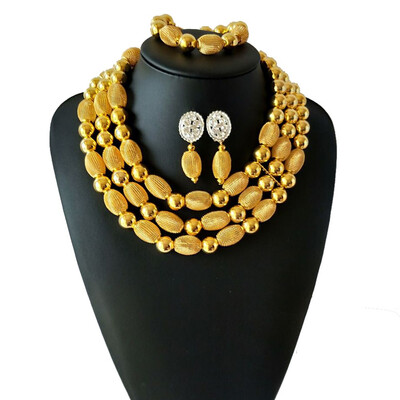 Gold Metal Ball Women Party Accessories African Jewelry Set Necklace Bracelet Earrings Nigerian Jewelry Wedding Jewelry Sets
Gold Metal Ball Women Party Accessories African Jewelry Set Necklace Bracelet Earrings Nigerian Jewelry Wedding Jewelry Sets