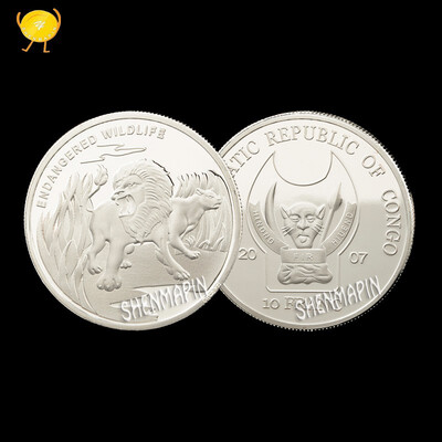 African wild endangered animal commemorative coin Congolese Lion challenge silver plated coin Animal Protection Medal
African wild endangered animal commemorative coin Congolese Lion challenge silver plated coin Animal Protection Medal