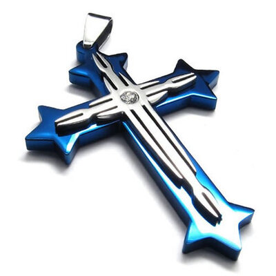 Hpolw Mens Womens couples Blue&silver Stainless Steel white crystal Arrow shape Cross Pendant18-26 inches Chain
Hpolw Mens Womens couples Blue&silver Stainless Steel white crystal Arrow shape Cross Pendant18-26 inches Chain