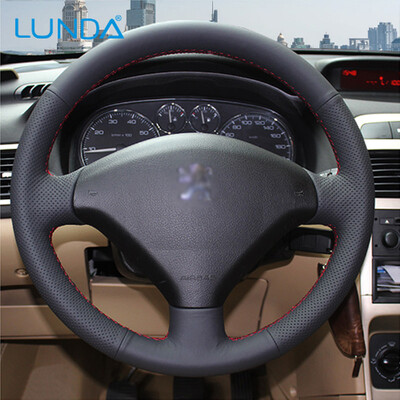 LUNDA DIY Hand-stitched Black Leather Car Steering Wheel Cover for Peugeot 307 New Car Styling
LUNDA DIY Hand-stitched Black Leather Car Steering Wheel Cover for Peugeot 307 New Car Styling