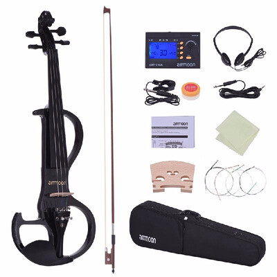 ammoon Full Size 44 Solid Wood Electric Silent Violin Fiddle Style-3 Ebony Fingerboard Pegs Chin Rest Tailpiece with Bow Hard Cas
ammoon Full Size 44 Solid Wood Electric Silent Violin Fiddle Style-3 Ebony Fingerboard Pegs Chin Rest Tailpiece with Bow Hard Cas