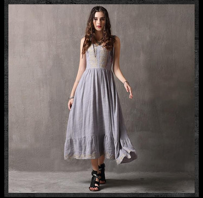 M L vintage cotton new summer 2018 long jeans dress sleeveless denim blue gray elegant slim a line digital flower embroidery
M L vintage cotton new summer 2018 long jeans dress sleeveless denim blue gray elegant slim a line digital flower embroidery