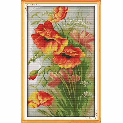 DIY Handmade Needlework Counted Cross Stitch Set Embroidery Kit 14CT Poppy Flowers Pattern Cross-Stitching 35 52cm Home Decorati
DIY Handmade Needlework Counted Cross Stitch Set Embroidery Kit 14CT Poppy Flowers Pattern Cross-Stitching 35 52cm Home Decorati