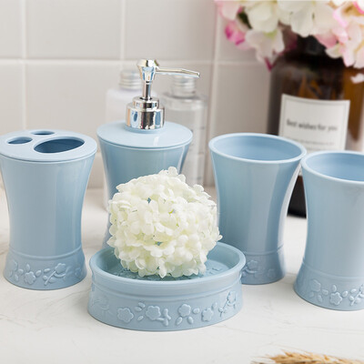 Youku wash five-piece wash set SOAP box mouthwash cup bathroom bathroom supplies toothbrush holder lotion bottle set blue
Youku wash five-piece wash set SOAP box mouthwash cup bathroom bathroom supplies toothbrush holder lotion bottle set blue