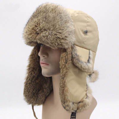 Bomber Trapper Hats Thick Winter Warm Rabbit Fur Hat Rex Snow Caps Ear Flap Caps ushanka Russian For Men
Bomber Trapper Hats Thick Winter Warm Rabbit Fur Hat Rex Snow Caps Ear Flap Caps ushanka Russian For Men