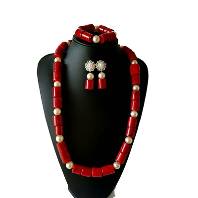 Fashion Red True Coral Necklace Earrings Bangle Set African Jewelry Set Luxury Brand Nigerian Wedding Women Costume Jewelry
Fashion Red True Coral Necklace Earrings Bangle Set African Jewelry Set Luxury Brand Nigerian Wedding Women Costume Jewelry