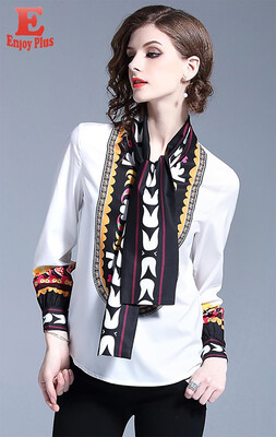 M L XL XXL office new summer 2018 women blouse shirt long sleeve white vintage print loose lady with scarf
M L XL XXL office new summer 2018 women blouse shirt long sleeve white vintage print loose lady with scarf