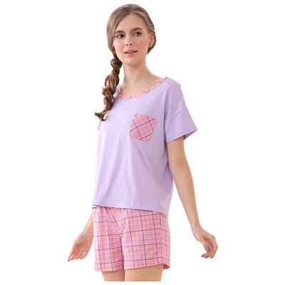 Red bean home pajamas ladies soft cotton lattice cartoon short sleeve family paternity couple home suit suit purple 160 84A
Red bean home pajamas ladies soft cotton lattice cartoon short sleeve family paternity couple home suit suit purple 160 84A
