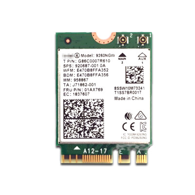 1730Mbps Wireless 9260NGW Wifi Network Card For Intel 9260AC Dual Band NGFF 80211ac Wi-fi Bluetooth 50 for Laptop Windows 10
1730Mbps Wireless 9260NGW Wifi Network Card For Intel 9260AC Dual Band NGFF 80211ac Wi-fi Bluetooth 50 for Laptop Windows 10