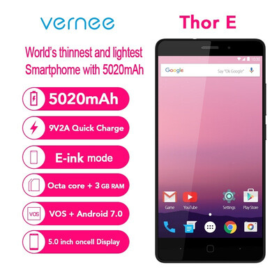 Vernee Thor E Smartphone 4G MTK6753 Octa Core 50 Android 70 3GB16GB Dual Cameras Fast Charging 5020mAh Big Battery Cellphone
Vernee Thor E Smartphone 4G MTK6753 Octa Core 50 Android 70 3GB16GB Dual Cameras Fast Charging 5020mAh Big Battery Cellphone