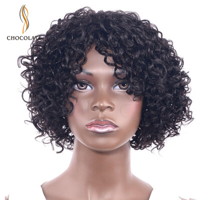 CHOCOLATE Brazilian Jerry Curl Machine Made Wig 100 Remy Human Hair Short Wig for Black Women 180 Density 1B Color 8 Inch
CHOCOLATE Brazilian Jerry Curl Machine Made Wig 100 Remy Human Hair Short Wig for Black Women 180 Density 1B Color 8 Inch