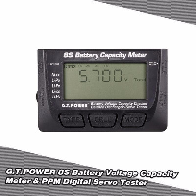 GTPOWER 8S Battery Voltage Capacity Meter PPM Digital LED Servo Tester for RC Car Aircraft Quadcopter
GTPOWER 8S Battery Voltage Capacity Meter PPM Digital LED Servo Tester for RC Car Aircraft Quadcopter