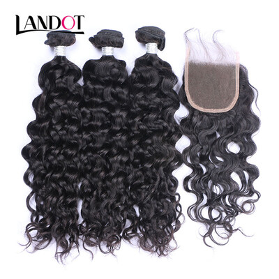 9A Lace Closure With 3 Bundles Brazilian Virgin Hair Natural Water Wave 4PcsLot Wet And Wavy Curly Human Hair Weaves And Closures
9A Lace Closure With 3 Bundles Brazilian Virgin Hair Natural Water Wave 4PcsLot Wet And Wavy Curly Human Hair Weaves And Closures