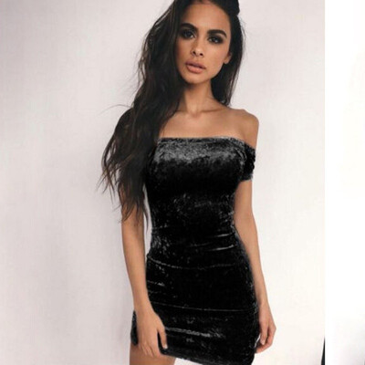 Women Sexy Sleeveless Off Shoulder Hip Wrap Dress Velvet Mini Dress Ladies Fashion Slim Fit Waist Bodycon Dress
Women Sexy Sleeveless Off Shoulder Hip Wrap Dress Velvet Mini Dress Ladies Fashion Slim Fit Waist Bodycon Dress