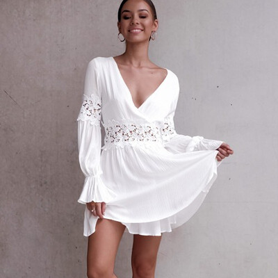PREISEI New Women White Dress Sexy Casual Slim Waist V-neck Flare Long Sleeve Mini A-line One-piece Dress
PREISEI New Women White Dress Sexy Casual Slim Waist V-neck Flare Long Sleeve Mini A-line One-piece Dress