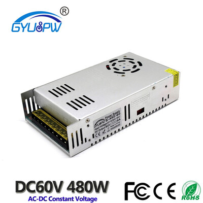 480W 60V 8A Small Volume Single Output Switching power supply AC to DC60V SMPS For 3D print stepper machine CCTV CNC Motor
480W 60V 8A Small Volume Single Output Switching power supply AC to DC60V SMPS For 3D print stepper machine CCTV CNC Motor
