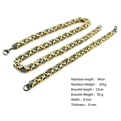 Hpolw Huge Gold Black Square Byzantine Chain Necklace & Bracelet Set Stainless Steel Men's
Hpolw Huge Gold Black Square Byzantine Chain Necklace & Bracelet Set Stainless Steel Men's
