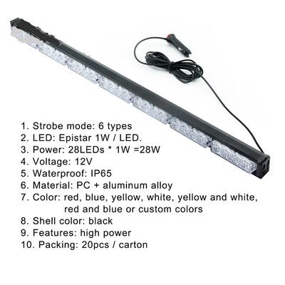 Car 28led warning light 4 lights 7 section long stick light high power car blasting ceiling lamp
Car 28led warning light 4 lights 7 section long stick light high power car blasting ceiling lamp