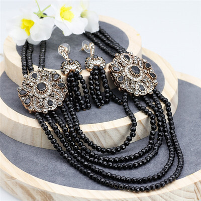 Fashion Bohemia Jewelry Sets Natural Stones Beads Long Necklace Dangle Earring Multilevel Chain Round Full Crystal Pendant 2018
Fashion Bohemia Jewelry Sets Natural Stones Beads Long Necklace Dangle Earring Multilevel Chain Round Full Crystal Pendant 2018