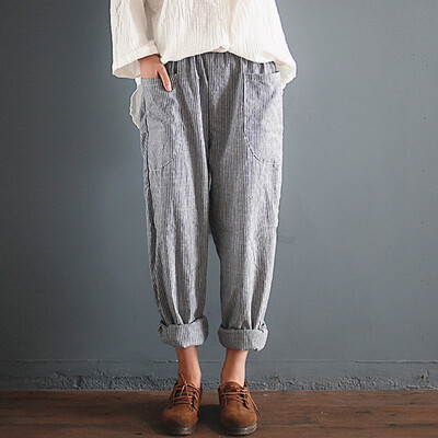 Women Casual Striped Pants Women Elastic Waist Pockets Loose Harem Pants Long Trousers Plus Size -5XL
Women Casual Striped Pants Women Elastic Waist Pockets Loose Harem Pants Long Trousers Plus Size -5XL