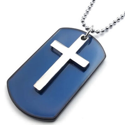 Hpolw NEW Fashion Trend Men Jewelry Army Style Blue Dog Tag Pendant Silver Cross Necklace with 27 inch Chain
Hpolw NEW Fashion Trend Men Jewelry Army Style Blue Dog Tag Pendant Silver Cross Necklace with 27 inch Chain