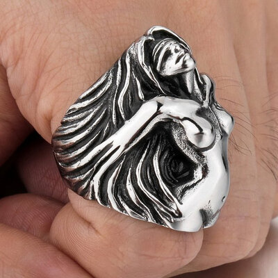 Hpolw Mens Large Heavy Stainless Steel Ring Silver Black Angel Goddess Vintage Biker
Hpolw Mens Large Heavy Stainless Steel Ring Silver Black Angel Goddess Vintage Biker