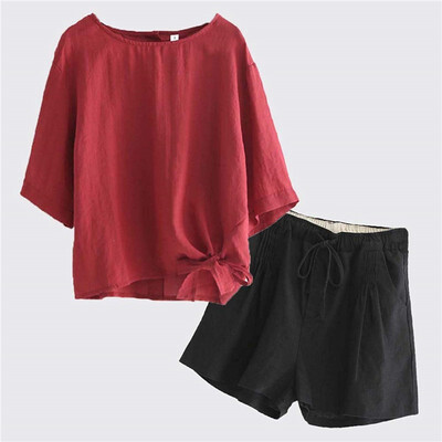 Korean version of the summer womens explosive T-shirt womens cotton linen suit behind the open pure color loose short-sleeved co
Korean version of the summer womens explosive T-shirt womens cotton linen suit behind the open pure color loose short-sleeved co