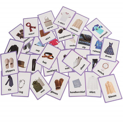 34pc-Clothes Flash Cards-English word learning card&pocket size flash card for Preschool children-English Vocabulary Cards
34pc-Clothes Flash Cards-English word learning card&pocket size flash card for Preschool children-English Vocabulary Cards