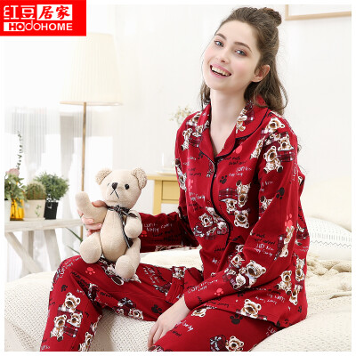 Red bean home couple pajamas spring&autumn ladies cotton long-sleeved bear letter cartoon lapel cardigan set 474 wine red 16084A
Red bean home couple pajamas spring&autumn ladies cotton long-sleeved bear letter cartoon lapel cardigan set 474 wine red 16084A