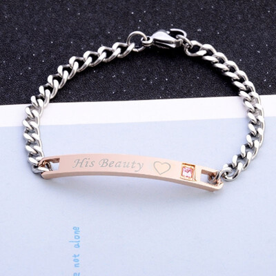 Set a unique gift for the lover "" his beauty "" her beast "" couple bracelet ladies stainless steel bracelet mens jewelry
Set a unique gift for the lover "" his beauty "" her beast "" couple bracelet ladies stainless steel bracelet mens jewelry