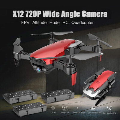 Dongmingtuo X12 720P Wide Angle Camera WiFi FPV Drone Altitude Hold RC Quadcopter w Three Batteries
Dongmingtuo X12 720P Wide Angle Camera WiFi FPV Drone Altitude Hold RC Quadcopter w Three Batteries