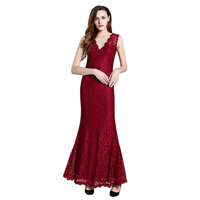 Sexy V Neck Sleeveless See-through Lace Crochet Zipper Bodycon Women Maxi Dress
Sexy V Neck Sleeveless See-through Lace Crochet Zipper Bodycon Women Maxi Dress
