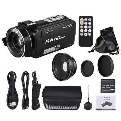 Andoer HDV-Z82 1080P Full HD 24MP Digital Video Camera Camcorder with 039X Wide Angle Macro Lens 3" LCD Touchscreen Remote Cont
Andoer HDV-Z82 1080P Full HD 24MP Digital Video Camera Camcorder with 039X Wide Angle Macro Lens 3" LCD Touchscreen Remote Cont