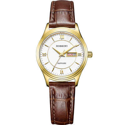 Rossini (ROSSINI) watch Ya Zun business series belt double calendar quartz couple table female table 5574G01F
Rossini (ROSSINI) watch Ya Zun business series belt double calendar quartz couple table female table 5574G01F