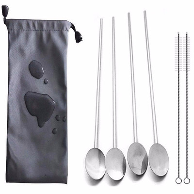 Outdoor 4 Spoon Straws Stirrer Stainless Steel 4 Pack 2 Cleaning Brush 1 Gift Bag Drinking Straws
Outdoor 4 Spoon Straws Stirrer Stainless Steel 4 Pack 2 Cleaning Brush 1 Gift Bag Drinking Straws