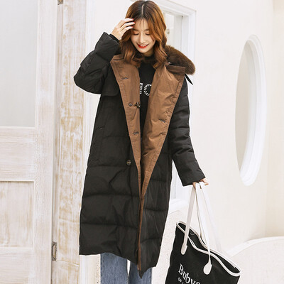 White duck down long over the knee down jacket fashion big lapel suit fur collar fashion down jacket
White duck down long over the knee down jacket fashion big lapel suit fur collar fashion down jacket