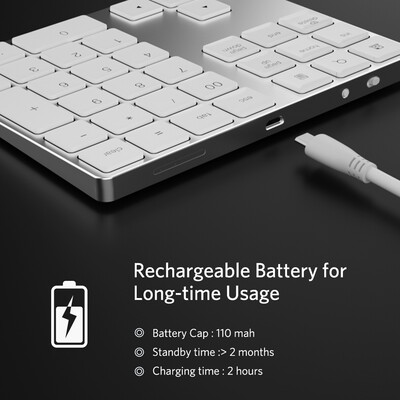 Wireless Numeric Keyboard Aluminium 34 Key BT Keyboard Built-in Rechargeable Battery Keypad for WindowsiOSAndroid Black
Wireless Numeric Keyboard Aluminium 34 Key BT Keyboard Built-in Rechargeable Battery Keypad for WindowsiOSAndroid Black