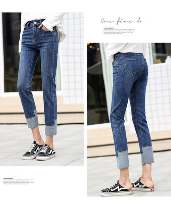 2018 autumn&winter new elastic womens jeans stretch slim with fleece thickened hem small straight tube jeans women N0005
2018 autumn&winter new elastic womens jeans stretch slim with fleece thickened hem small straight tube jeans women N0005