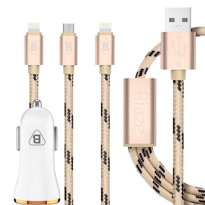 BIAZE MC7 двойной USB / 2.4A автомобильное зарядное устройство + тройной (Apple × 2 Эндрюс × 1) мобильный телефон кабель для передачи данных K7 1,2 м золото для iPhone6s / Plus просо Huawei
BIAZE MC7 двойной USB / 2.4A автомобильное зарядное устройство + тройной (Apple × 2 Эндрюс × 1) мобильный телефон кабель для передачи данных K7 1,2 м золото для iPhone6s / Plus просо Huawei