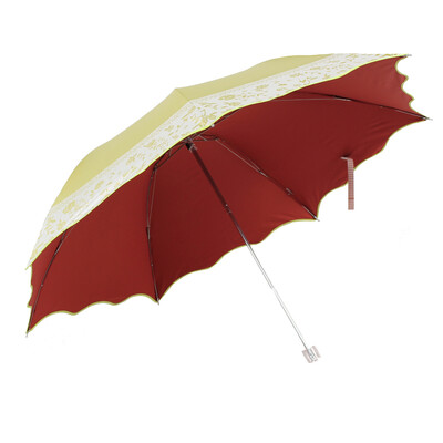 Jingdong supermarket umbrella umbrella UPF50 Chunhua thick plastic silk printed wave wave edge three fold pencil sunny umbrella sun umbrella green 30066ELCJ