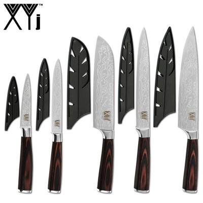 XYj 5pcs Knives Set Stainless Steel 7CR17 Blade Damascus Pattern Blade Slicing Santoku Chef Utility Paring Knives
XYj 5pcs Knives Set Stainless Steel 7CR17 Blade Damascus Pattern Blade Slicing Santoku Chef Utility Paring Knives