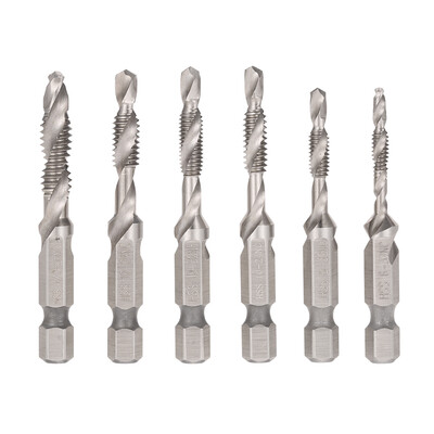 6pcs HSS 4341 Drill Tap Countersink Set Combination Deburr Bit High-Speed Steel Combined Tap&Drill 14" Hex Quick Change Tappi
6pcs HSS 4341 Drill Tap Countersink Set Combination Deburr Bit High-Speed Steel Combined Tap&Drill 14" Hex Quick Change Tappi
