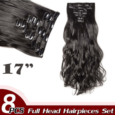 17" Curly Hair Full Head Clip in Hair Extensions Synthetic 8 Piece 18 Clips Hairpiece Long Wave Trendy Design for Women
17" Curly Hair Full Head Clip in Hair Extensions Synthetic 8 Piece 18 Clips Hairpiece Long Wave Trendy Design for Women