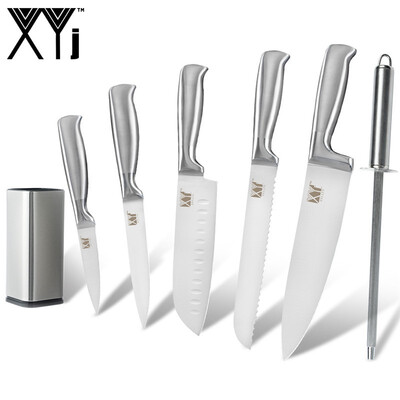 XYj Kitchen Knives Stainless Steel Paring Utility Bread Chef Slicing Knife 8 inch Knife Holder Sharpener Bar
XYj Kitchen Knives Stainless Steel Paring Utility Bread Chef Slicing Knife 8 inch Knife Holder Sharpener Bar