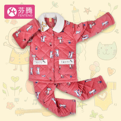 Fen Teng 2018 autumn&winter new playful cat cardigan lapel soft cute thickening plus velvet three-layer quilted long-sleeved pajamas girls home service F98950848 water red 130
Fen Teng 2018 autumn&winter new playful cat cardigan lapel soft cute thickening plus velvet three-layer quilted long-sleeved pajamas girls home service F98950848 water red 130