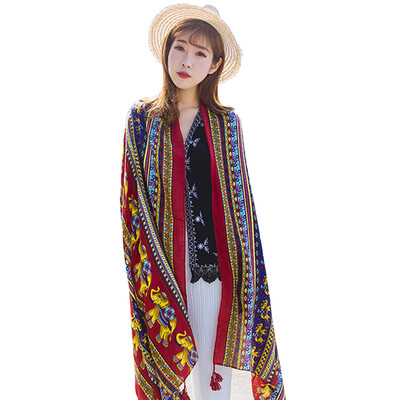 MSEK WWJ160767 lady scarf national wind elephant pattern air conditioning room shawl fringed scarf warm red elephant
MSEK WWJ160767 lady scarf national wind elephant pattern air conditioning room shawl fringed scarf warm red elephant