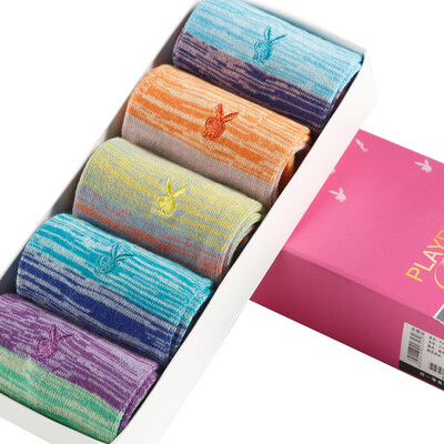 Playboy socks Lady autumn&winter in the tube cotton socks multi-color stripes female socks 5 pairs of 22-24cm
Playboy socks Lady autumn&winter in the tube cotton socks multi-color stripes female socks 5 pairs of 22-24cm