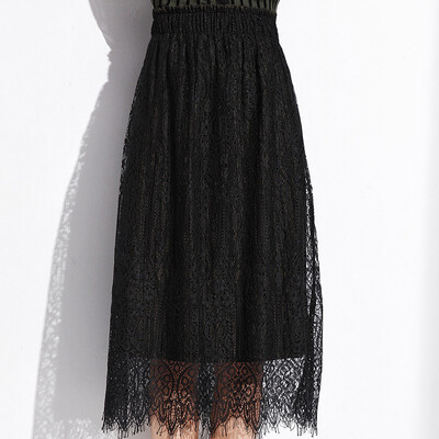 MAZOE Korean fashion loose waist on both sides wear lace half skirt fake two pleated skirt M103 black uniform
MAZOE Korean fashion loose waist on both sides wear lace half skirt fake two pleated skirt M103 black uniform