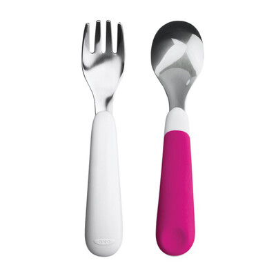 Austrian show OXO childrens stainless steel fork spoon set baby practice tableware non-slip handle pink without BPA
Austrian show OXO childrens stainless steel fork spoon set baby practice tableware non-slip handle pink without BPA