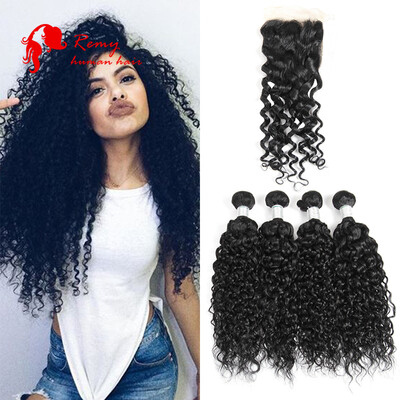 CZ Hair Brazilian Water Wave 4 Bundles with 1pc Free Part Lace Closure Unprocessed Virgin Human Hair Extensions Natural Black
CZ Hair Brazilian Water Wave 4 Bundles with 1pc Free Part Lace Closure Unprocessed Virgin Human Hair Extensions Natural Black
